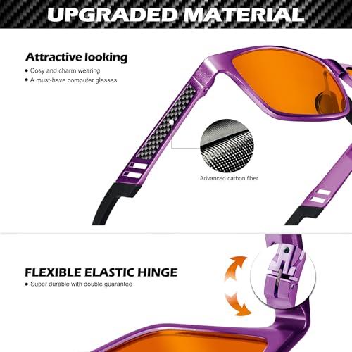 ANYLUV ANYLUV Gaming Glasses for Men Anti Blue Light Computer Glasses Rectangle Al-Mg Metal Frame UV400 Mens Blue Light Screen Blocker