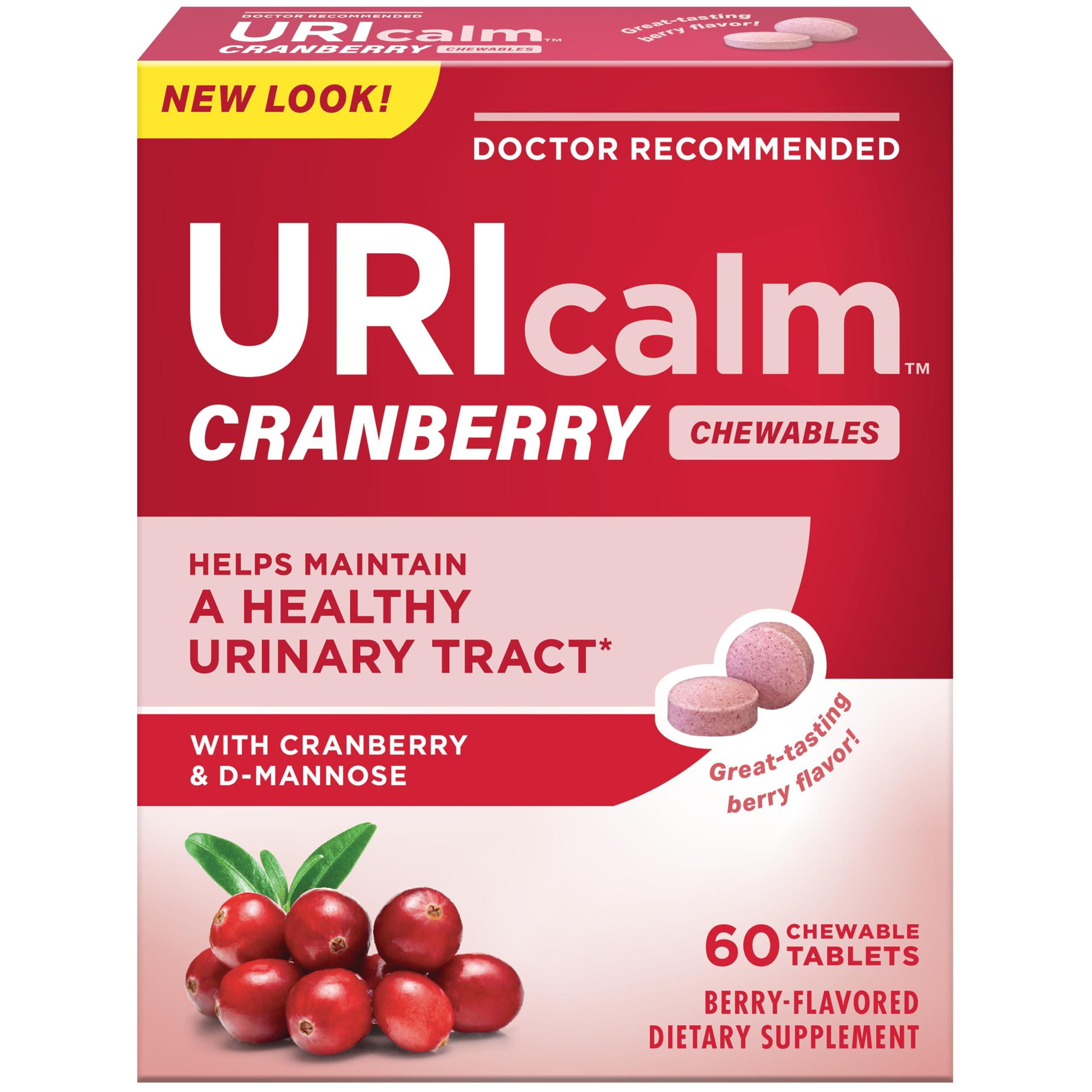 Uricalm Uricalm Cranberry, Daily Dietary Supplement Chewable with D-Mannose, Berry, 60 Count