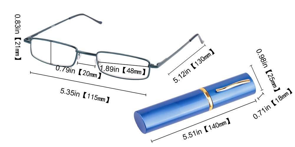 SOOLALA SOOLALA Mens Womens Lightweight Compact Reader Reading Glasses Reader w/Pen Clip Tube Case, Blue, +1.5x