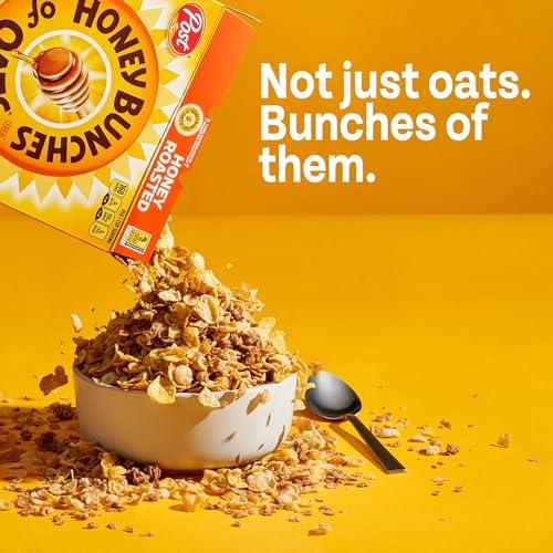 Post Post Honey Bunches of Oats Honey Roasted Breakfast Cereal, Honey Oats Cereal with Granola Clusters, Small Cereal Cup Size for Easy On-The-Go Breakfast, 2 OZ Cereal Cup (Pack of 12)