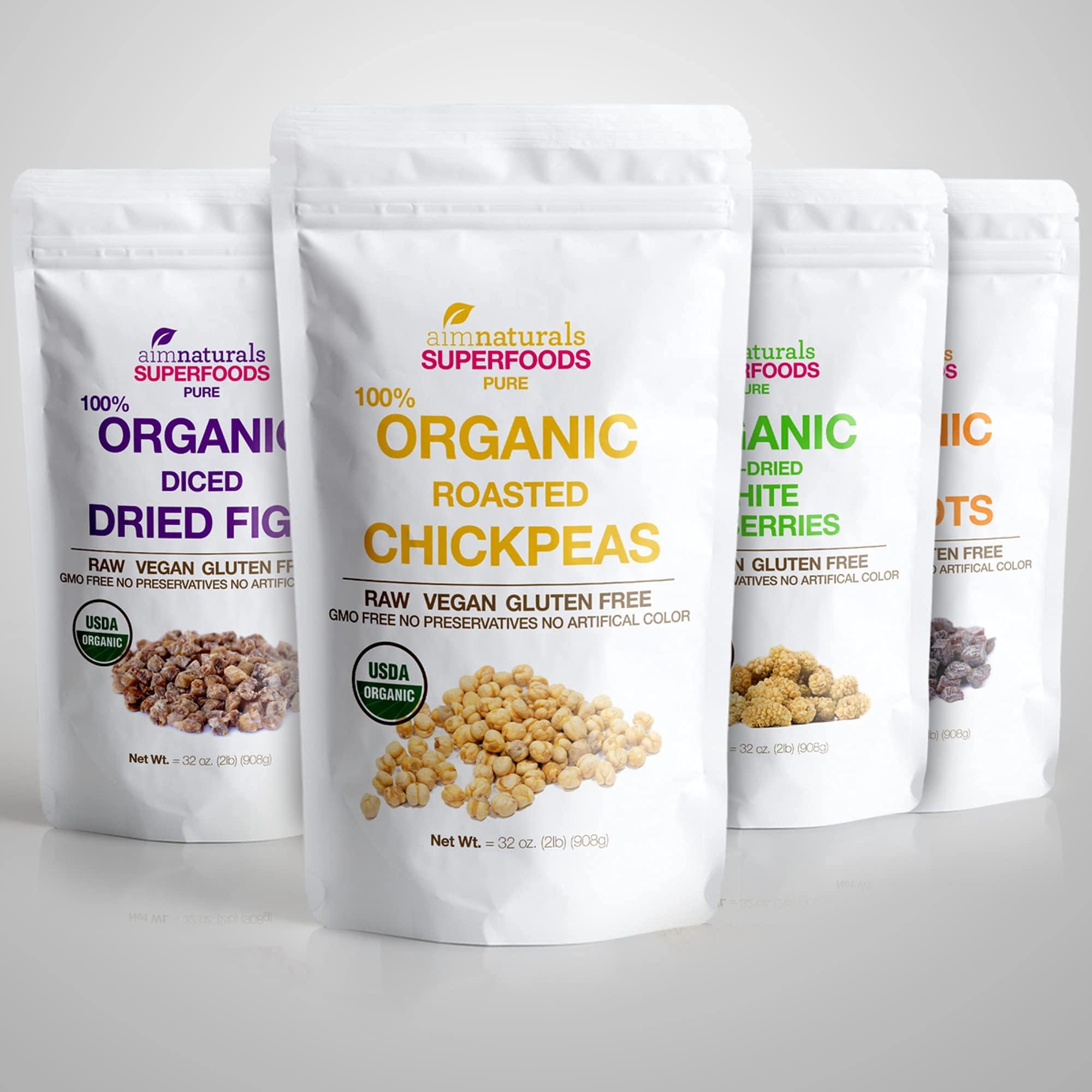aimnaturals Organic Roasted Chickpeas 2 LB- 100% USDA Organic Certified Healthy Snack, Lightly Roasted, No Oil, No Salt, No GMO & Gluten Free Product of Turkey