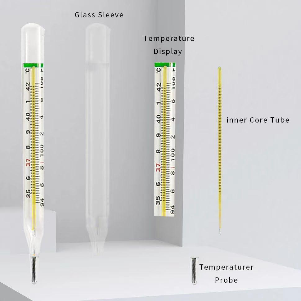 AiBi TECH Clinical Glass Thermometer at& is Suitable for 2 Pieces Under The Armpit-Adult Classic Non-Digital Thermometer-Medical Fever Thermometer-AiBi TECH