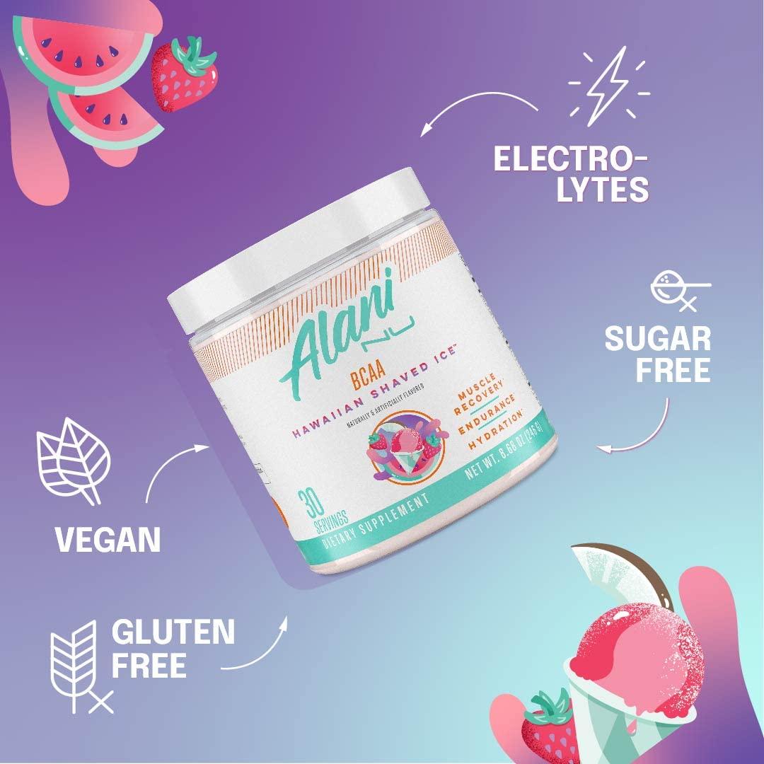 Alani Nu Alani Nu BCAA Hawaiian Shaved Ice | Branch Chain Essential Amino Acids | 2:1:1 Formula | Supplement Powder | Muscle Recovery Vitamins for Post-Workout | 30 Servings