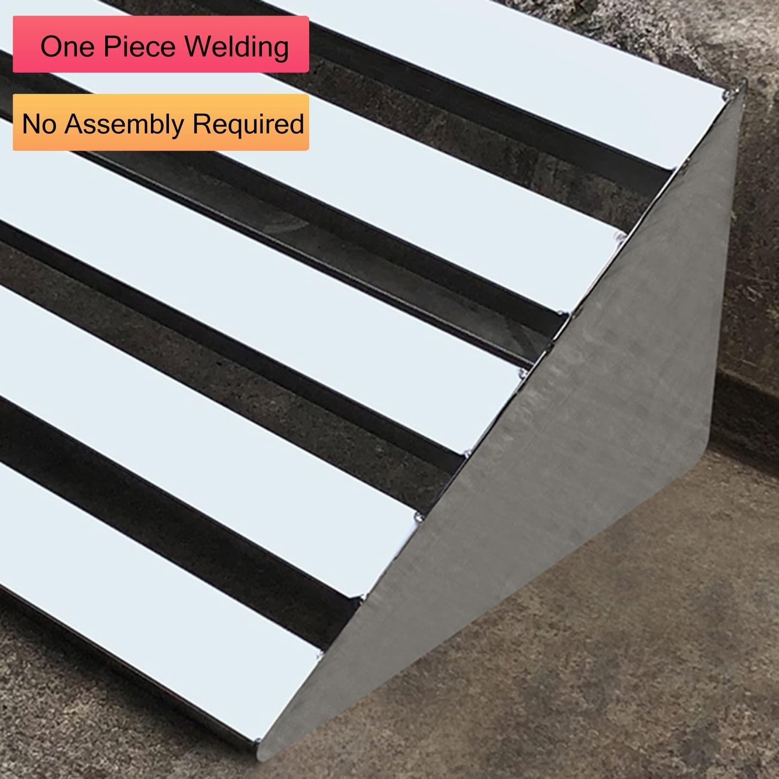 ZAQYCM Driveway Curb Ramps with Drainage, Stainless Steel Slatted Ramps for Door Threshold/ Sidewalks/ Garage/ Wheelchair, Shed Ramps for Lawn Mower, Motorcycle Ramp ( Color : LxWxH , Size : 19.6x12x4 in(50x