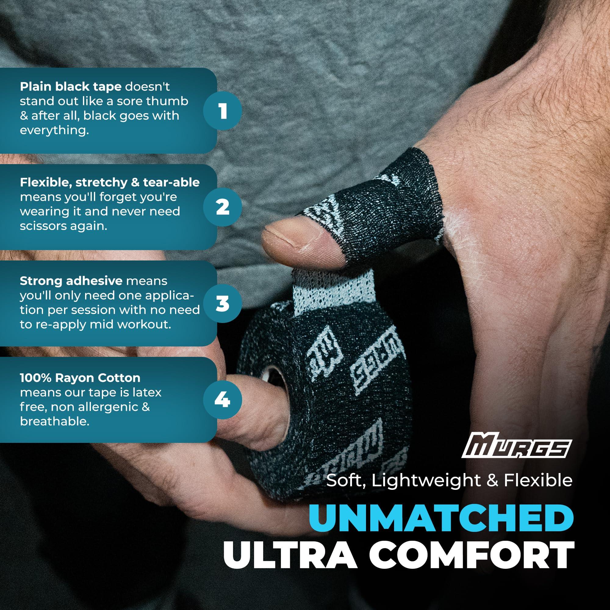 Murgs Murgs Weightlifting Thumb Tape Ultra (24m/78ft) 3X 8m Long Adhesive Weightlifting Tape, 100% Rayon Cotton Athletic Tape - Sports Tape for Gymnastics Fitness WOD - Crossfit Tape for Hands Protection