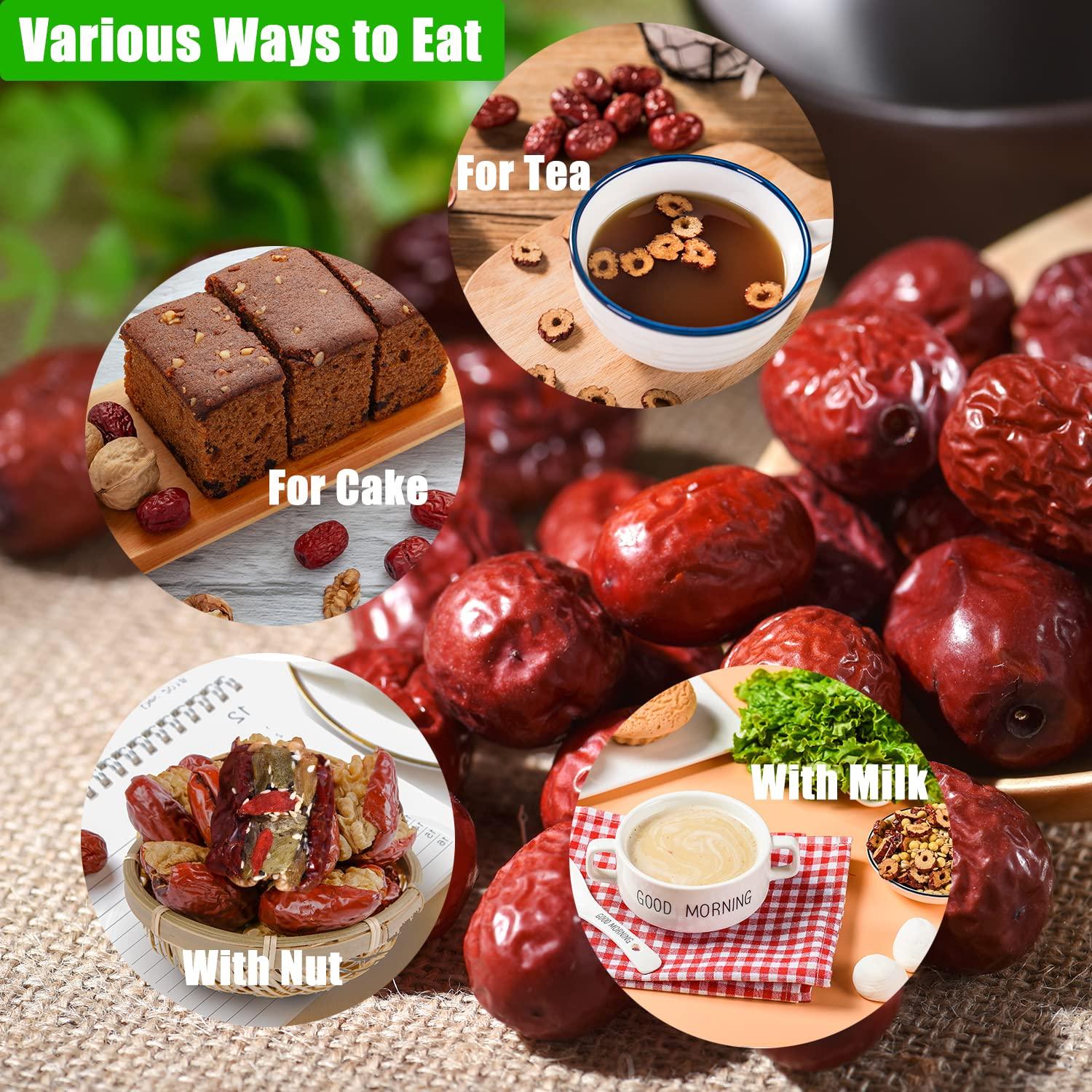 ZCFIKJ Jujube Date,Chinese Red Jujube Dates,Dried Red Date Jujubes 18 oz Organic Jujube All-Natural Non-GMO Red Dates 500g Healthy Dried Fruit