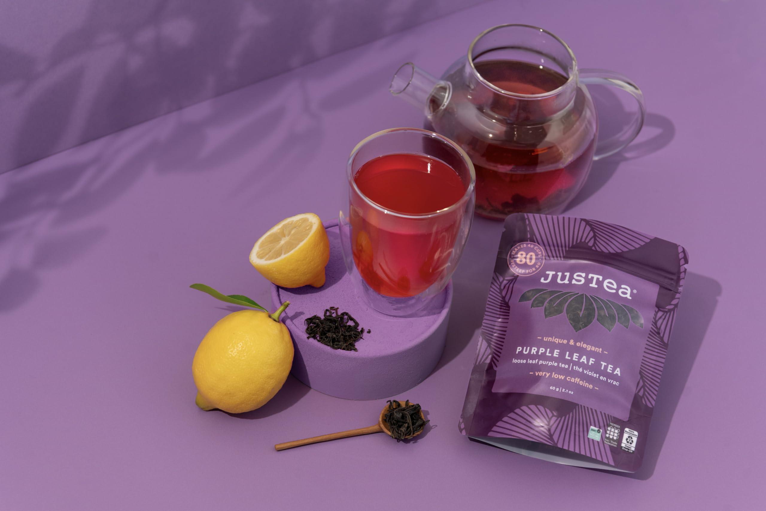 JusTea JusTea PURPLE LEAF TEA | Loose Leaf Purple Tea | Recyclable Refill Pouch | 40+ Cups (2.1oz) | Low Caffeine | Award-Winning | Fair Trade | Non-GMO