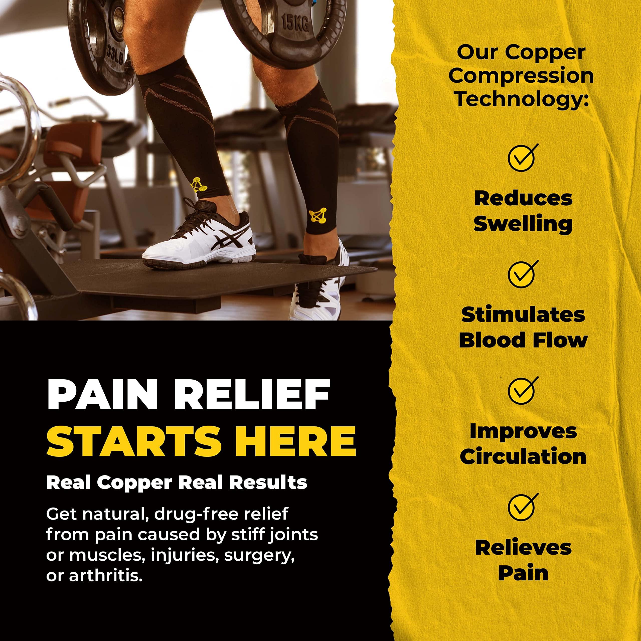 CopperJoint Calf Compression Sleeve for Men & Women Leg Compression Sleeve for Shin Splint Relief, Leg Cramps, Varicose Vein Compression Leg Sleeve, Calf Sleeves for Runners -Copper Infused Nylon 20-30mmHg Large