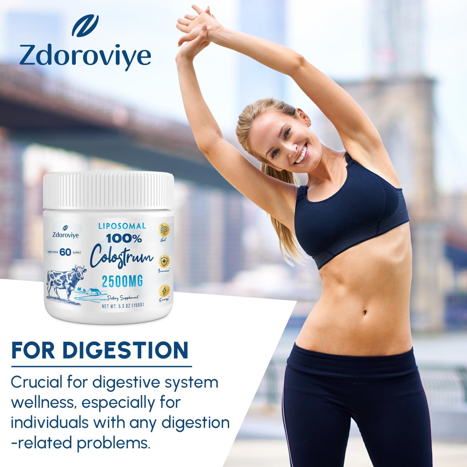 Zdoroviye Liposomal Bovine Colostrum Powder Supplement 2500 mg, High Absorption Than Regular Bovine Colostrum (60 Servings)