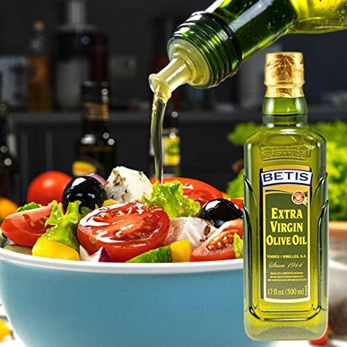 Betis Betis Refined Spanish Extra Virgin Olive Oil 17oz, Organic Aceite de Oliva Virgen, Fruity Flavor, Gluten Free, All Natural, Ideal for Frying, Drizzles, Sauteing and Salad Dressing (Pack of 1)