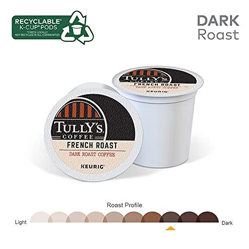 TULLY\'S Tully\'s Coffee French Roast, Keurig Single Serve K-Cup Pods, Dark Roast Coffee, 60 Count, (6 Packs of 10)