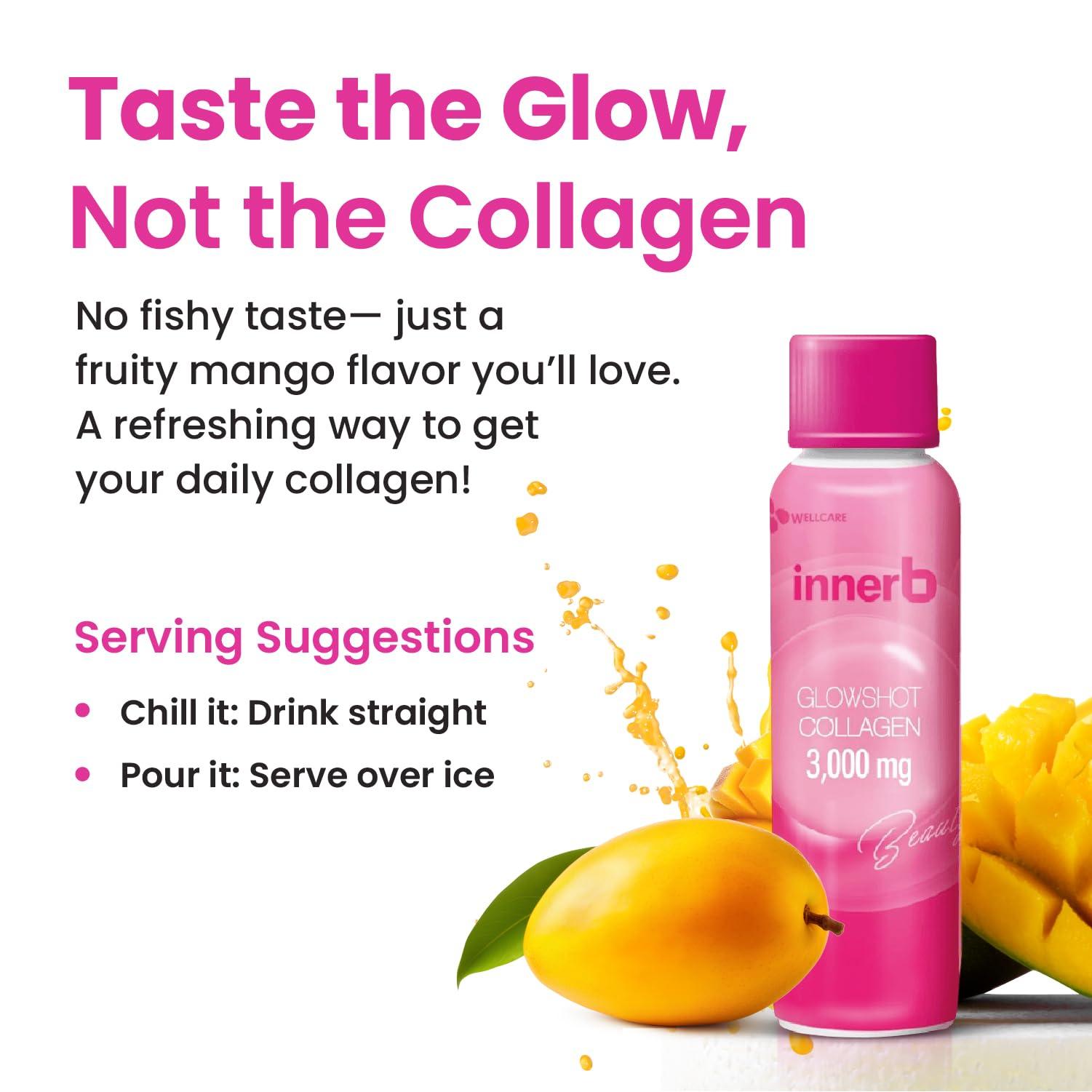 CJwellcare CJWellcare Innerb Glowshot Collagen (50.7 fl oz, 30 Servings) - Collagen Peptides, Low-Molecular Fish Collagen Shots, Hair, Skin & Nail Supplement, Liquid Marine Collagen 3,000mg