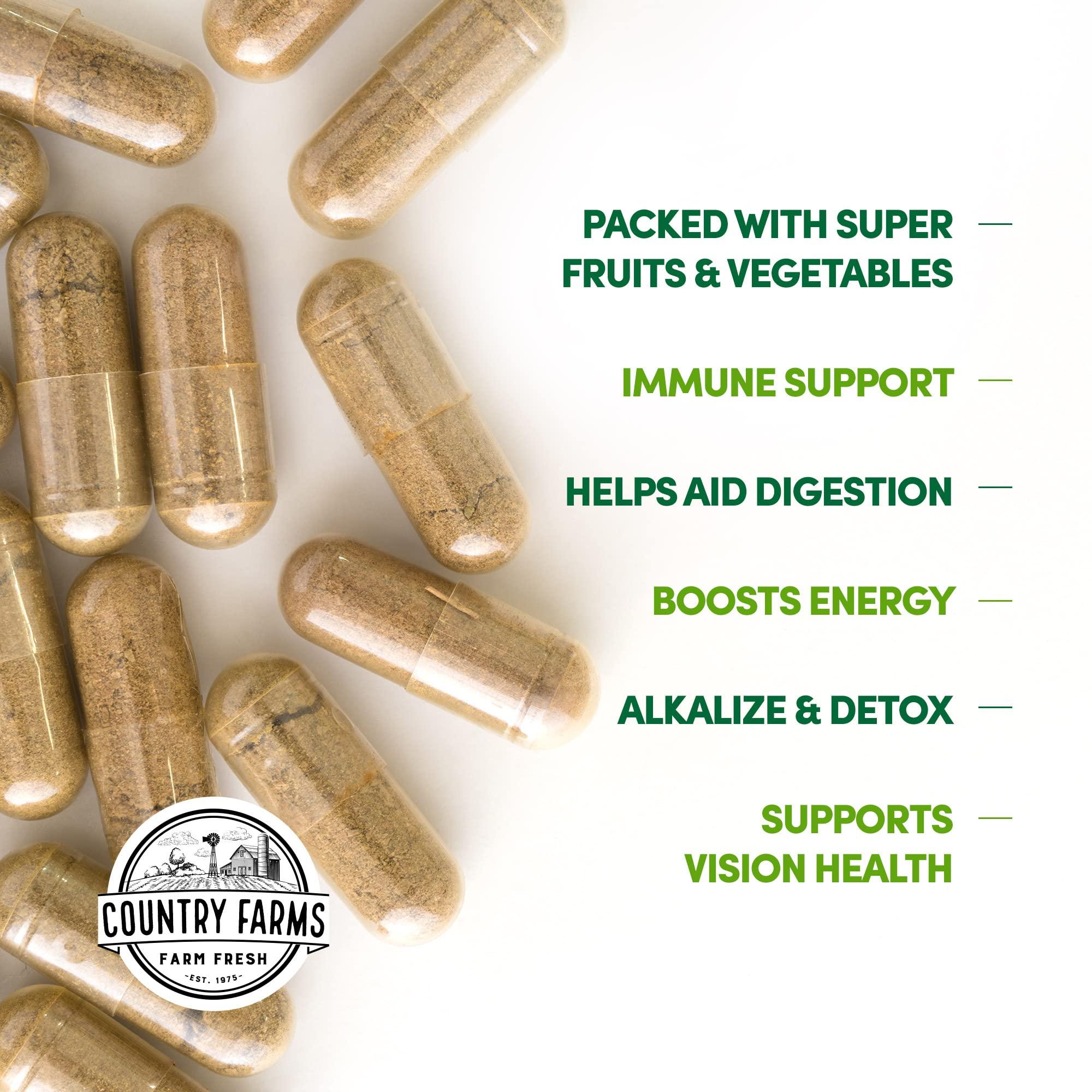 COUNTRY FARMS COUNTRY FARMS Super Fruits and Veggies Capsules, Whole Food Supplement, Powerful Antioxidant, Supports Energy, Immune Health, Boosts Digestive Health, 30 Super Foods, 30 Servings
