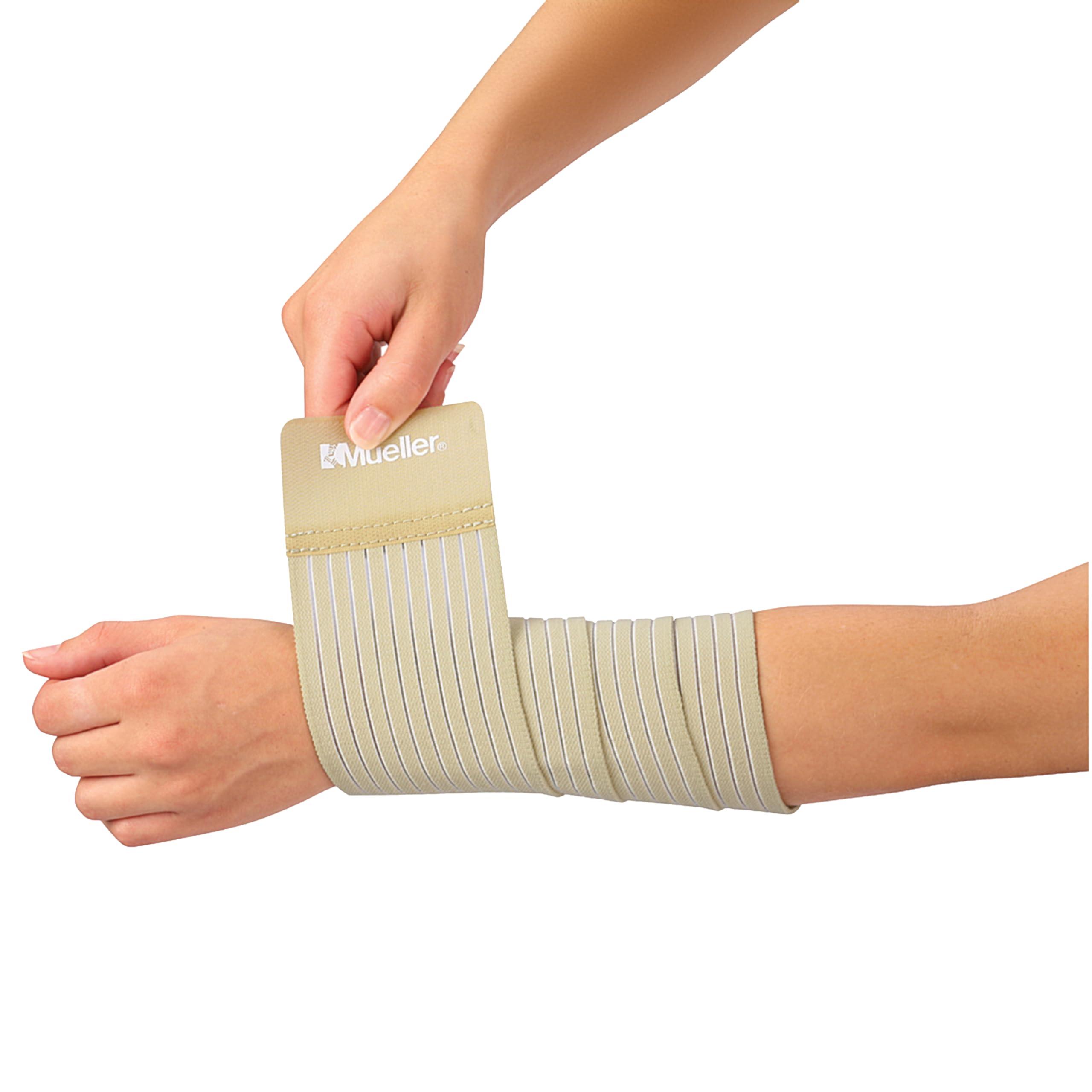 MUELLER MUELLER Sports Medicine All-Purpose Support Wrap for Men and Women, Adjustable Compression for Joint and Muscle Support, Beige, Regular (Pack of 1)
