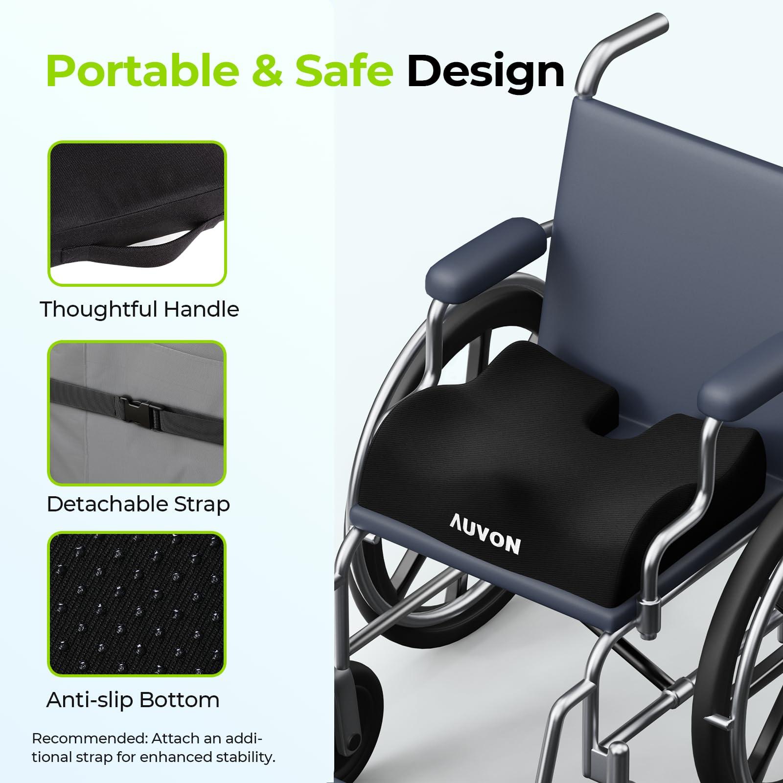 AUVON AUVON Anti-Slip Wheelchair Cushions with Front High Rear Low & Hump Design, Ergonomic Seat Cushion to Optimize Sitting Posture, Chair Cushions Relieve Sciatica, Back, Pressure Sore & Ulcer Pain