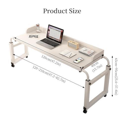 ZAIHW Overbed Table with Wheels - Adjustable Height Computer Desk for Bed