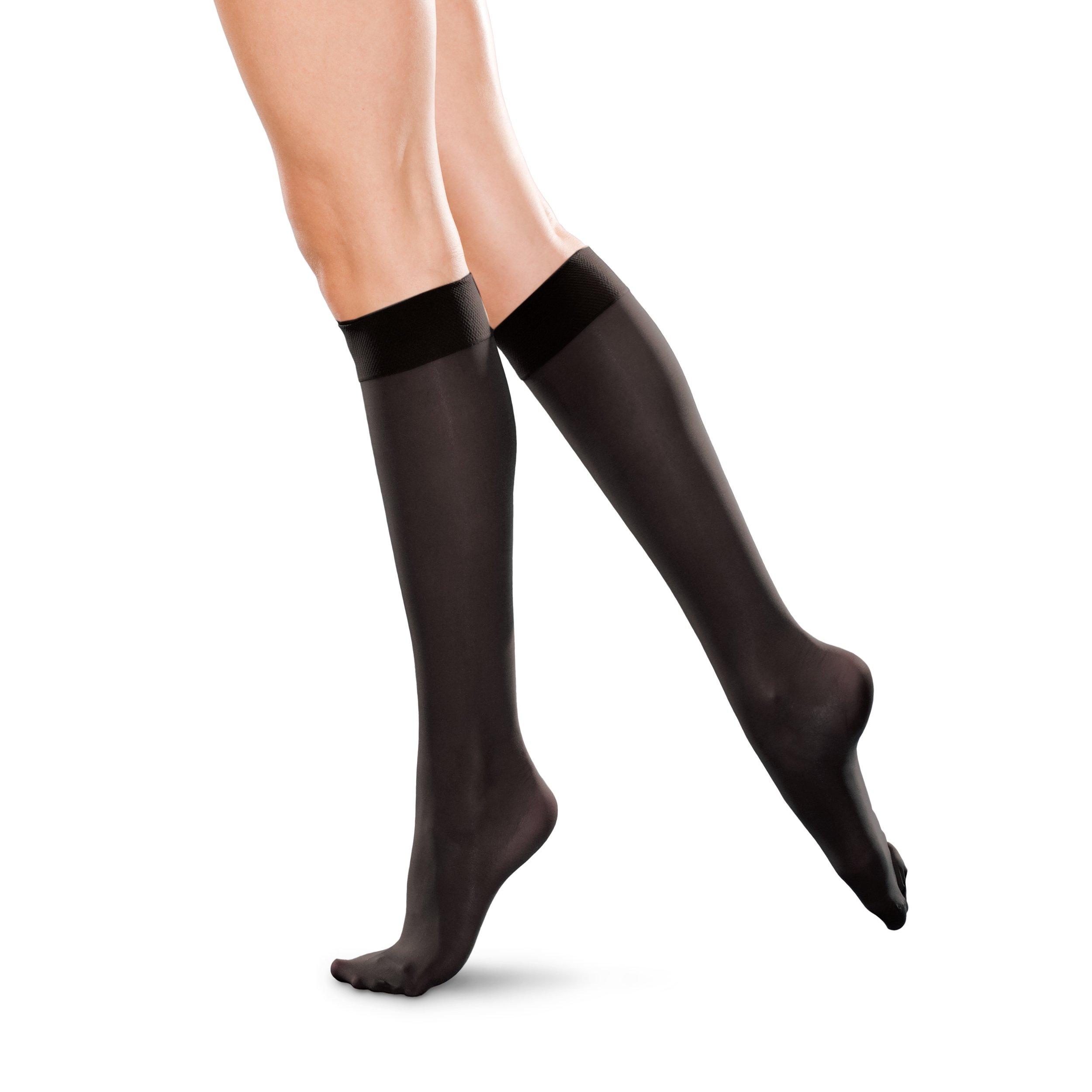 Therafirm THERAFIRM Knee High Support Stockings - 20-30mmHg Moderate Compression Nylons (Black, Medium)