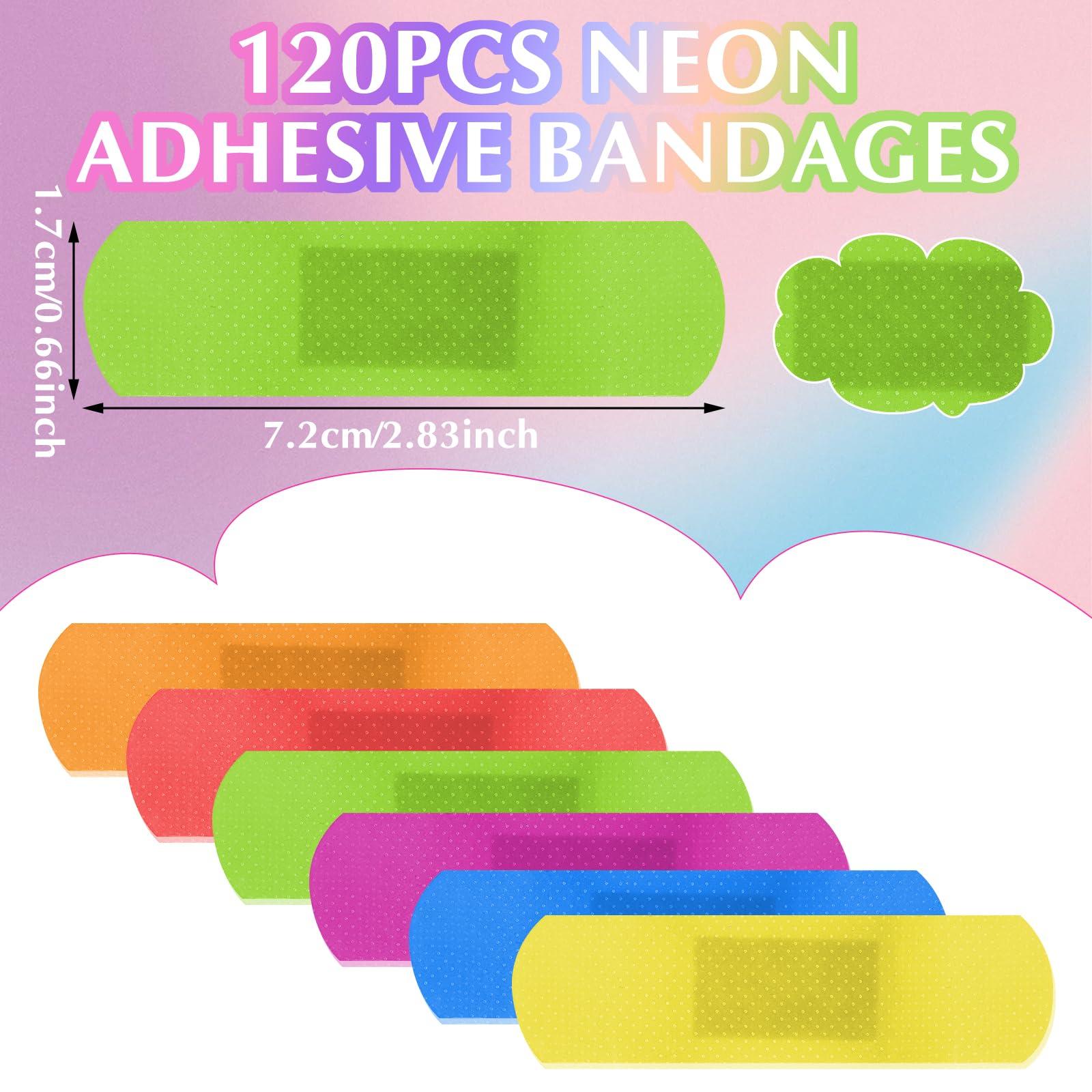 Abeillo 120Pcs Cute Colored Bandages Waterproof, Adhesive Flexible Fabric Kids Bandages Breathable for Scrapes Wound Care and First Aid, Band Aids for Your Kids Home School