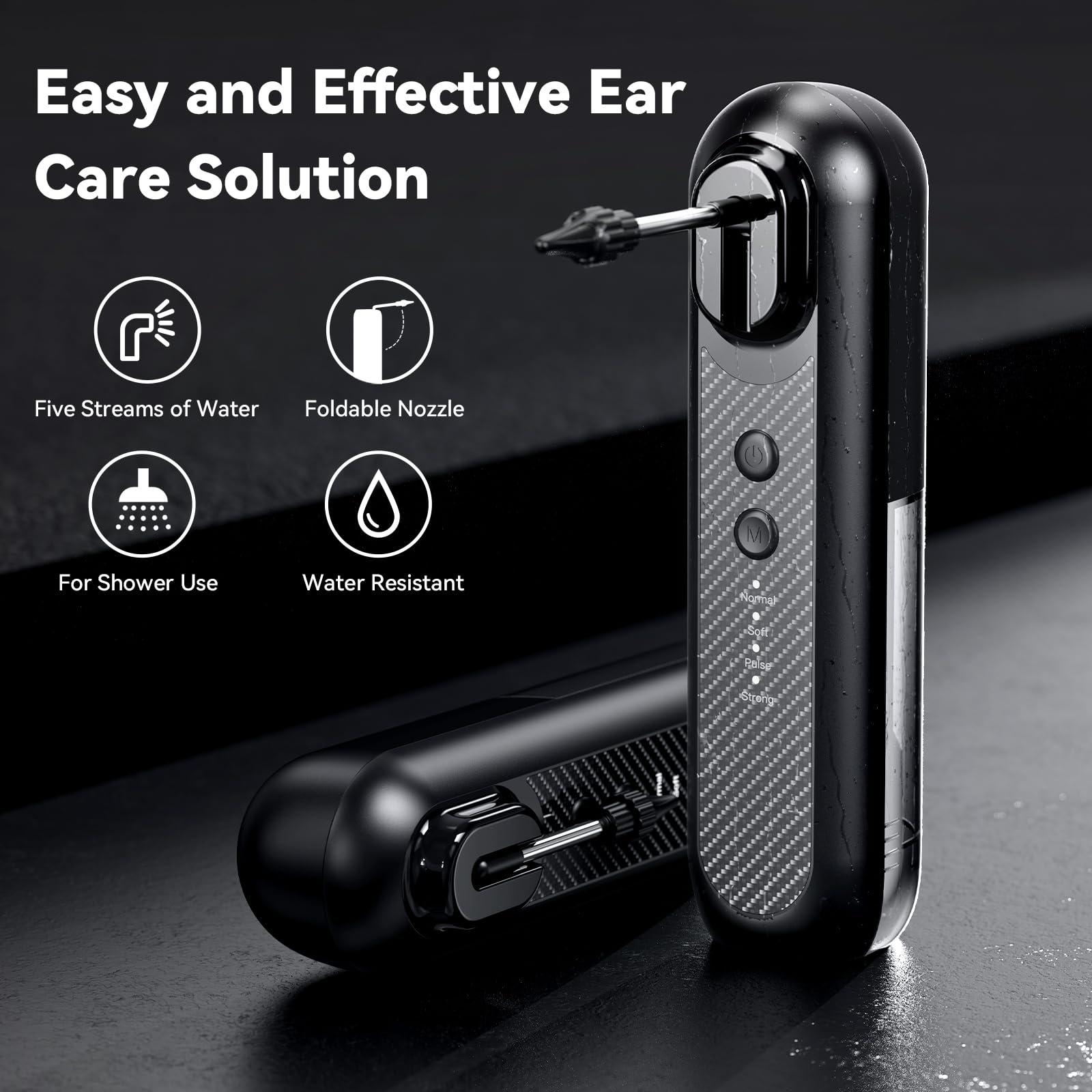 omxa omxa Ear Wax Removal Kit, Electric Water Powered Ear Cleaner, Ear Syringe Kit, Ear Irrigation Cleaner, Ear Wax Remover with 4 Cleaning Modes for Home Use Adult Kids, 10 Disposable Tips