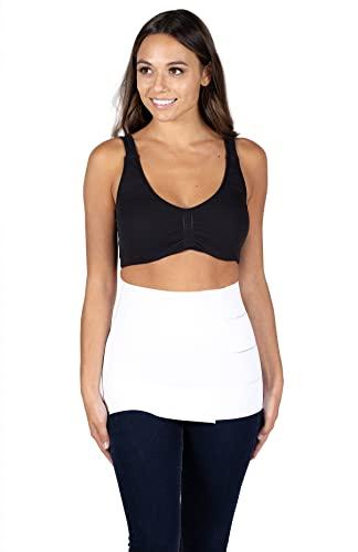 ContourMD Abdominal Binder Post Surgery Compression Wrap - Torso Liposuction, Mommy Makeover, and Tummy Tuck Compression Garment - White 12in Postpartum Belt and C-Section Recovery Belly Band (S13-12) Large