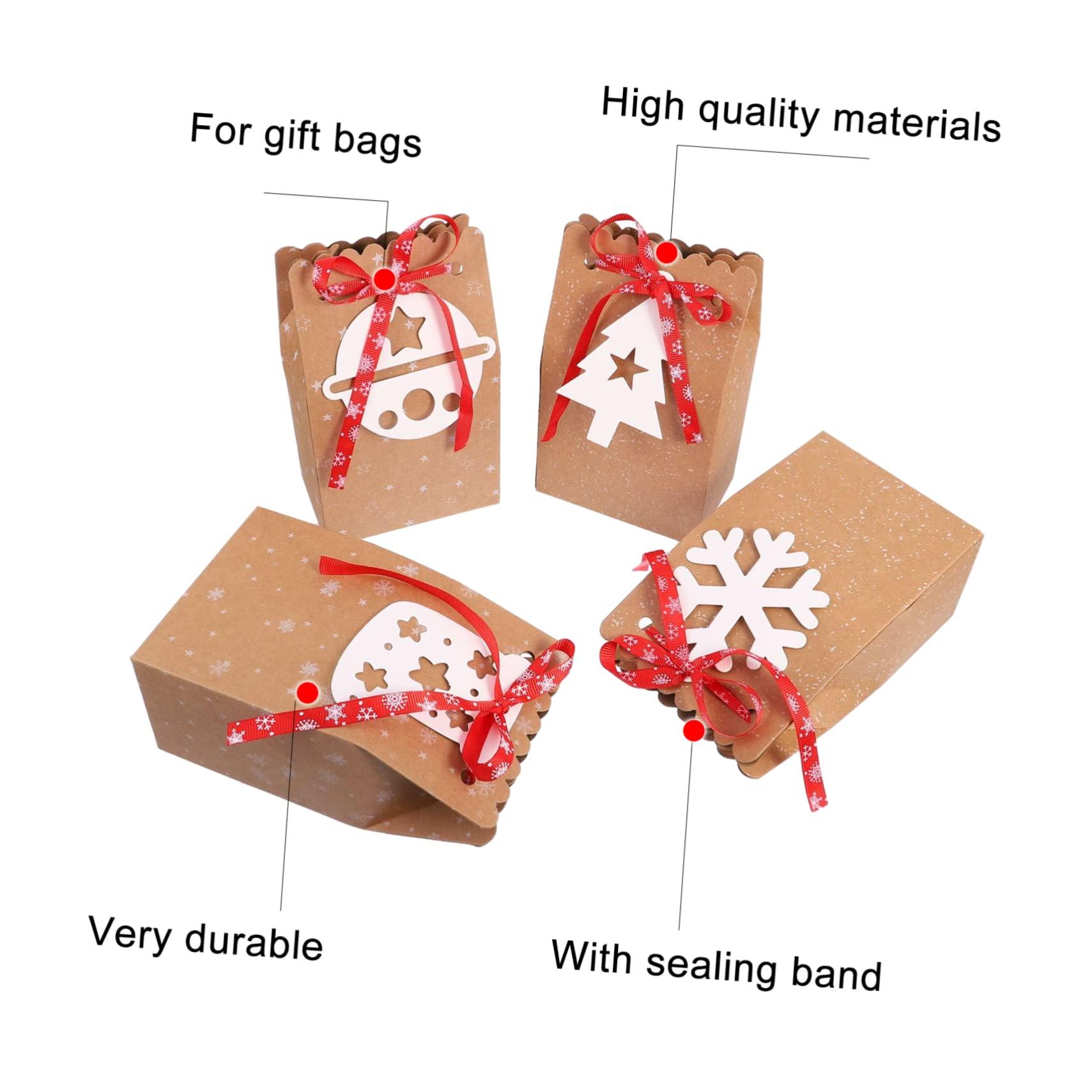 LALAFINA LALAFINA Food Bags 12pcs packing box holiday bags holiday candy bags santa claus sack christmas bags christmas ornament s food packing bags child biscuit bag tag kraft paper