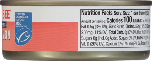 Bumble Bee Bumble Bee Skinless & Boneless Canned Pink Salmon in Water, 5 oz Can - Premium Wild Caught Salmon - 20g Protein per Serving - Gluten Free, Kosher, MSC Certified (Pack of 6)