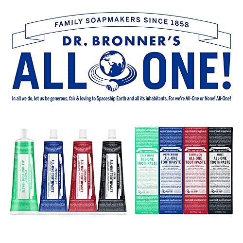 Dr. Bronner\'s Dr. Bronners - All-One Toothpaste Variety Pack - Peppermint & Spearmint, 70% Organic Ingredients, Fluoride-Free, Helps Freshen Breath, Vegan (5oz, 4-Pack)