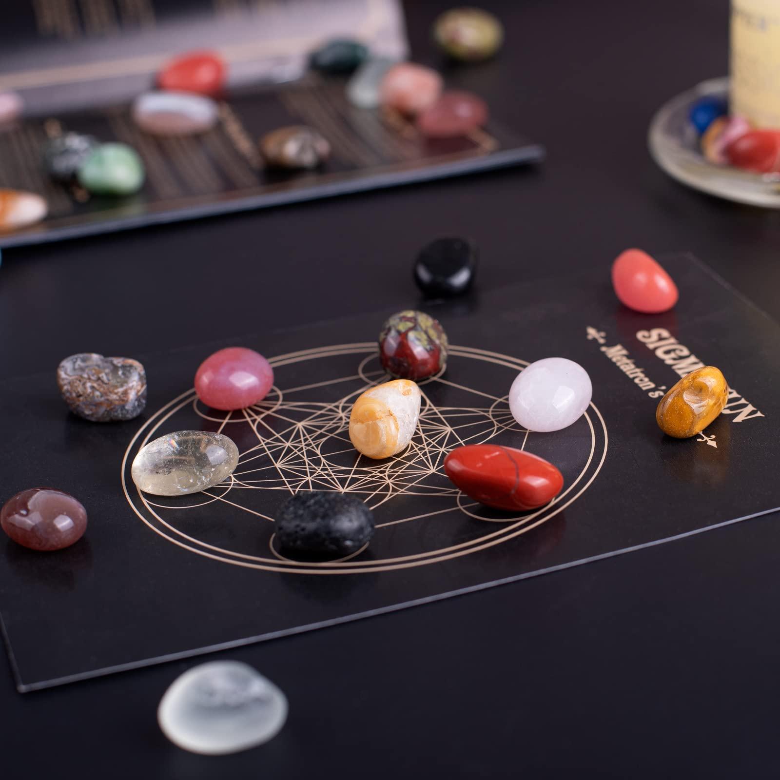 SigMntun SigMntun Polished Healing Crystals Stone Set, 24 Types of 0.6" Handpicked Tumbled Stones for Healing, Reiki, Meditation, Crafting, Home Decor, Ethically Sourced, Mixed-96