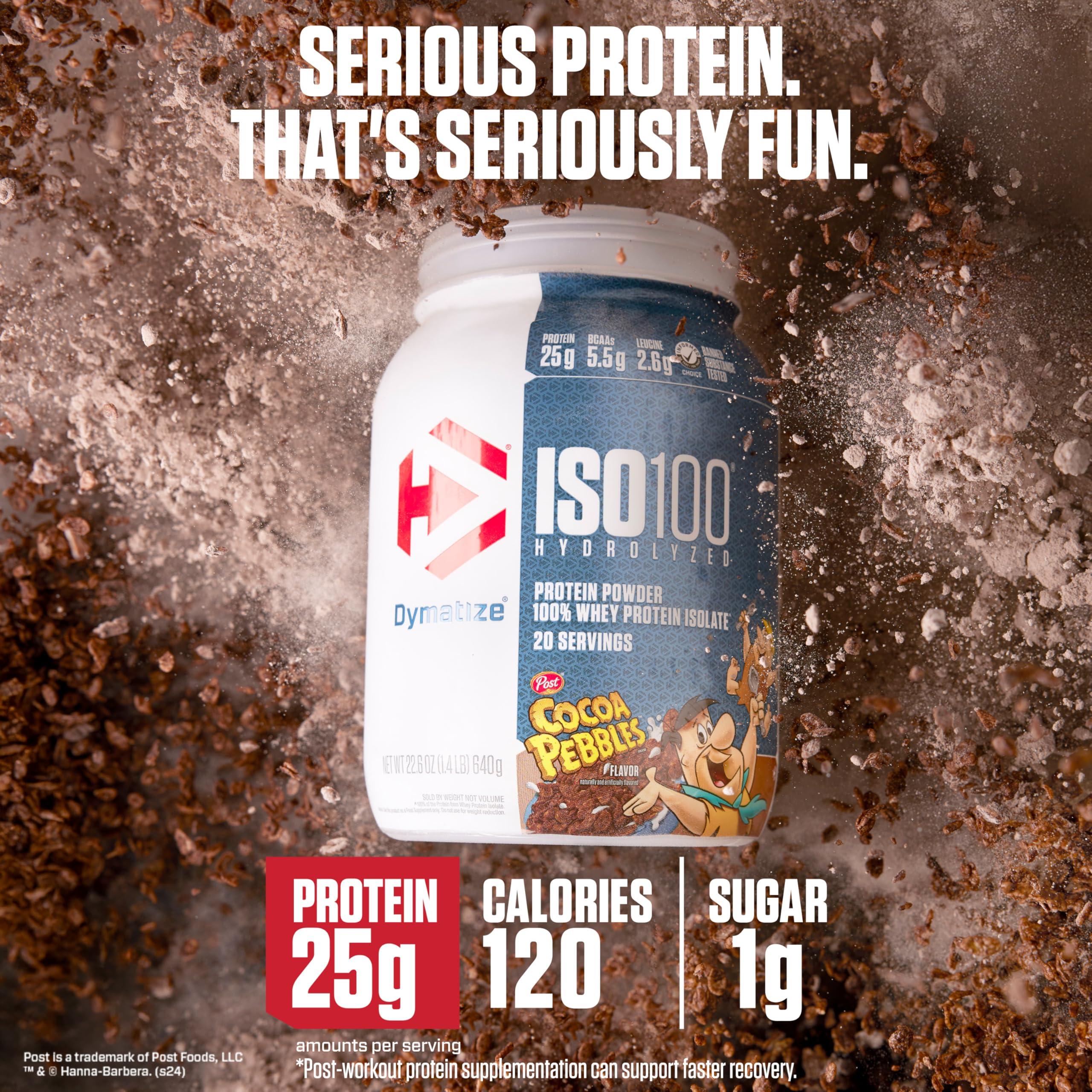 Dymatize Dymatize ISO100 Hydrolyzed Protein Powder, 100% Whey Isolate , 25g of Protein, 5.5g BCAAs, Gluten Free, Fast Absorbing, Easy Digesting, Cocoa Pebbles, 3 Pound