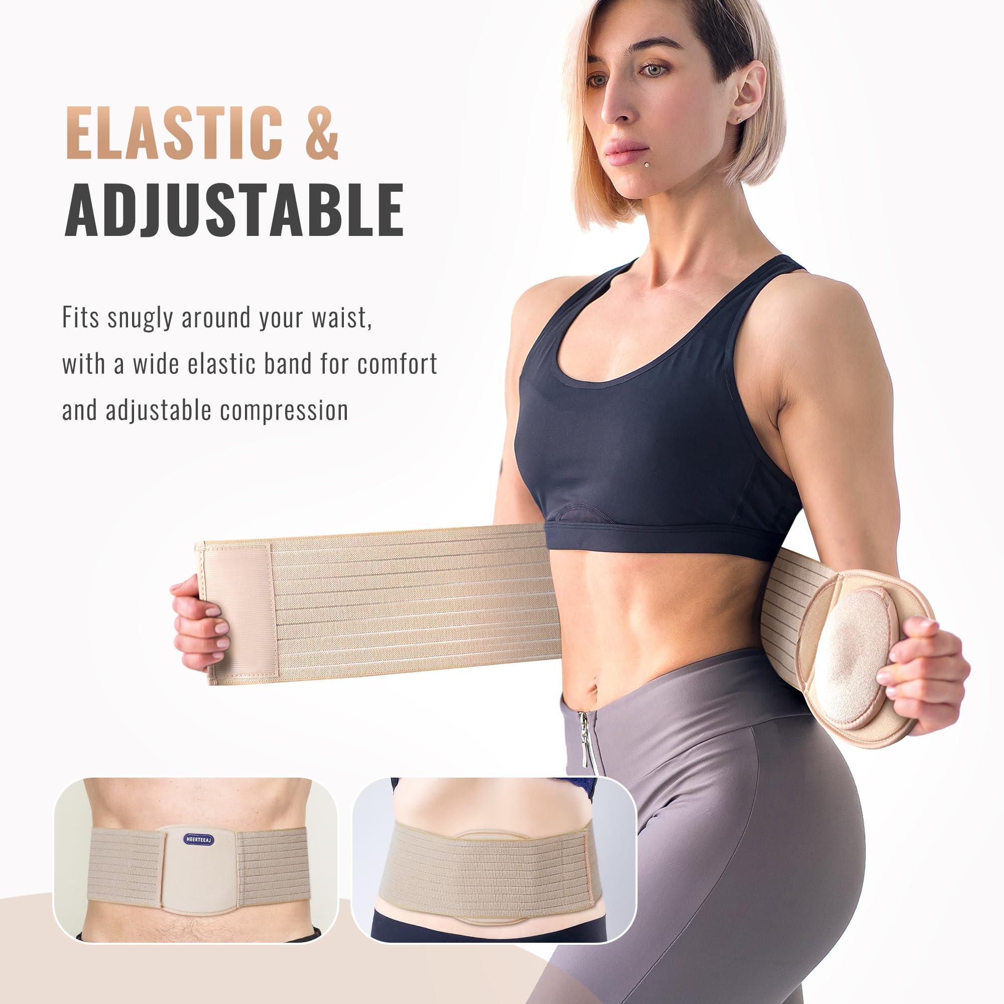 HEERTEEAJ HEERTEEAJ Umbilical Hernia Belt | Abdominal Hernia Belt for Men & Women | Belly Button Umbilical Hernia Binder w/ 1 Hernia Compression Pads | Ventral, Epigastric & Post Surgery Support Belts