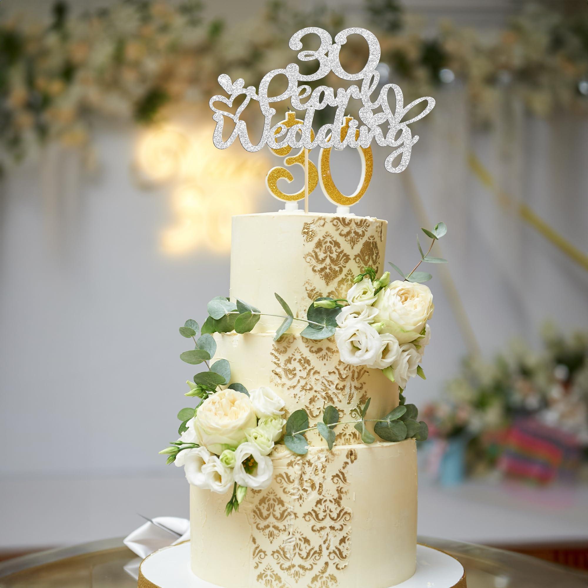 Gyufise 1Pcs 30 Pearl Wedding Cake Topper Glitter Gyufise - NineLife -  Saudi Arabia, image size:2000x2000