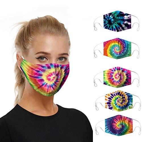 Lofiu Lofiu 5pcs Reusable Sport Outdoor Printed Cover for Dust Protection Washable Elastic Earloop Balaclava (M)