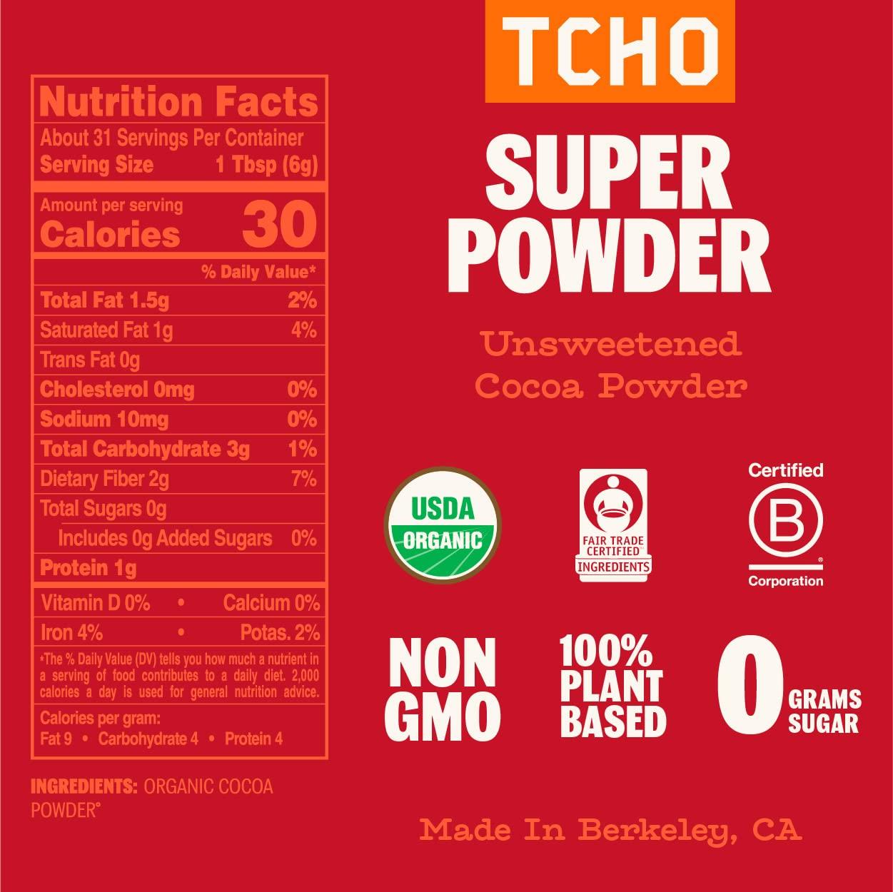 TCHO TCHO Cocoa Powder unsweetened (3 Pack) 100% Plant Based, Organic Cocoa Powder, Vegan, Kosher, Non-GMO, Non-Dairy, Unsweetened Cocoa Powder | 6.7oz Each - 3 Pack