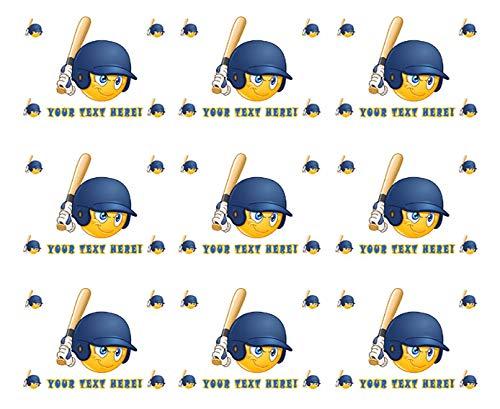 Edible Prints On Cake Baseball batter or hitter player emoticon - Edible Cake Strips - 2.5" x 10.5" Strips (3 pieces/sheet)