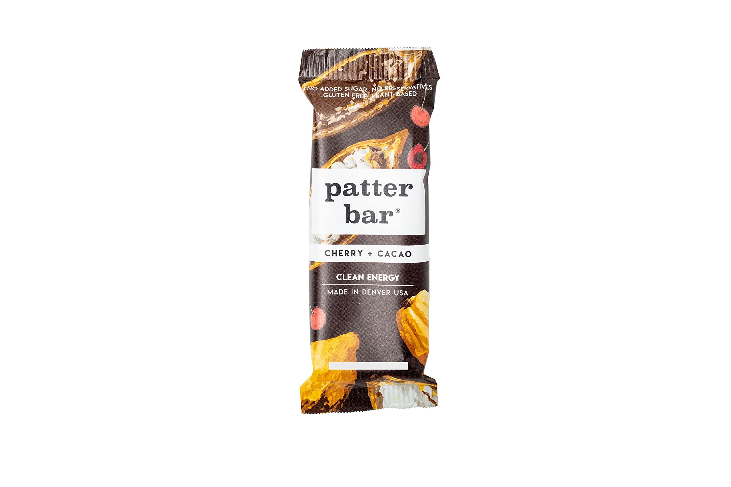 Patter Bar Patter Bar Paleo Bars, Cherry Cacao | Vegan, Whole 30, Paleo, Real Fruit, No Added Sugar, Gluten Free, Dairy Free | Plant Based Energy Bar, Vegan Bars, Cashew Bars, Vegan Protein Bar, 12-Pack