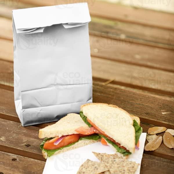 EcoQuality Paper Lunch Bags 4 Lb White Paper Bags 4LB Capacity - Kraft White Paper Bags, Bakery Bags, Candy Bags, Lunch Bags, Grocery Bags, Craft Bags - #4 Medium Lunch Paper Bags / Kraft Paper Sacks by EcoQuality (400, #4 - 4LB)