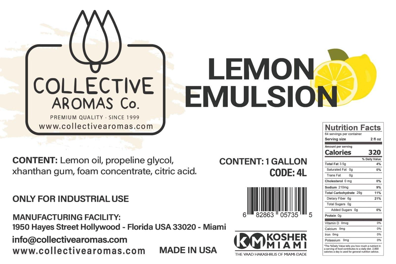 THE HONEST PRICE STORE Lemon Extract for Baking - Natural Lemon Flavoring Emulsion for Cookies, Frosting, Ice Cream, Smoothies & Beverage - 1 Gallon Kosher, Pure Lemon Extract by Collective Aromas Co.