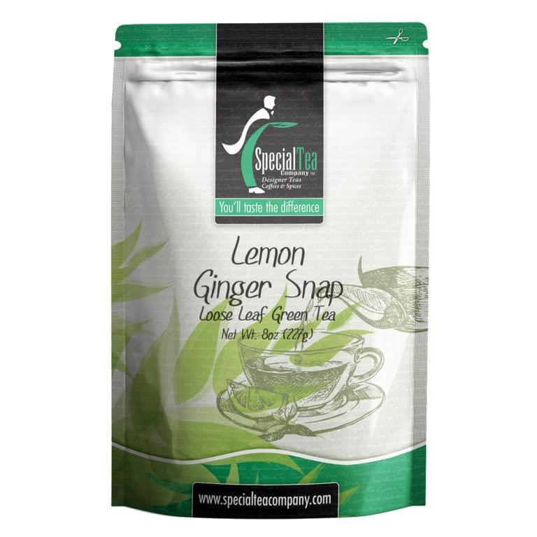SpecialTea Company Special Tea Loose leaf Green Tea, Lemon Ginger Snap Organic, 8 Ounce