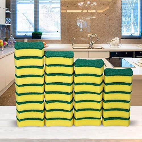 Fauge Fauge 30pcs Multi-purpose Double-faced Sponge Scouring Pads Dish Washing Scrub Sponge Stains Removing Cleaning Scrubber Brush for Kitchen Garage Bathroom