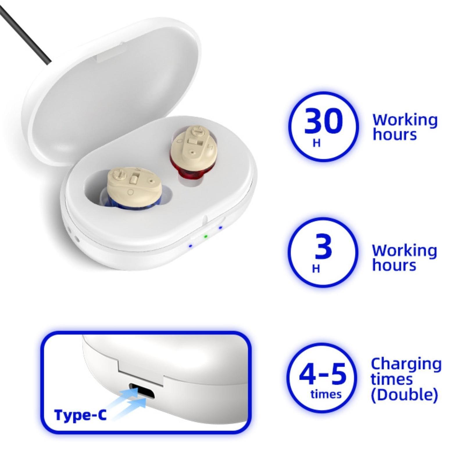 Generic Generic Rechargeable Hearing Aids for Seniors Mini Hearing Amplifiers with Noise Cancelling and Simple Touch Volume Control, Includes Charging Case - Perfect for Severe Hearing Loss