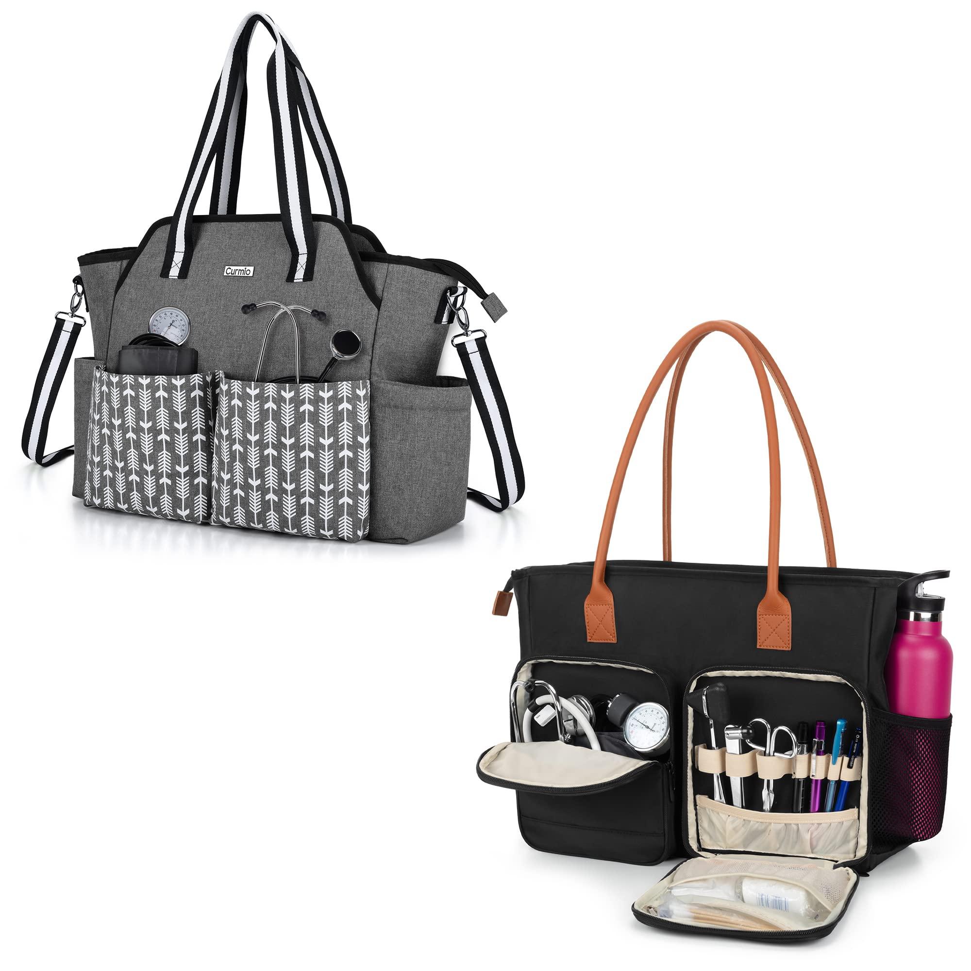 CURMIO CURMIO Nurse Tote Bag for Work, Home Health Nurse Bag with Padded Laptop Sleeve for Home Visits, Clinical Study, Health Care