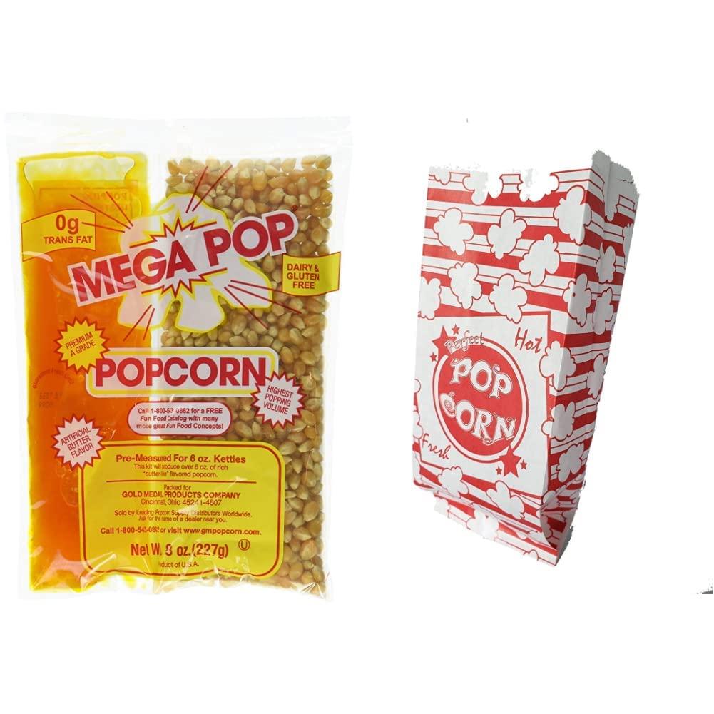 Perfectware Perfectware - Popcorn 8oz -4ct 8oz Popcorn Portion Packs- (Box of 4 Portion Packs) & Popcorn Bag 125ct (Pack of 1)