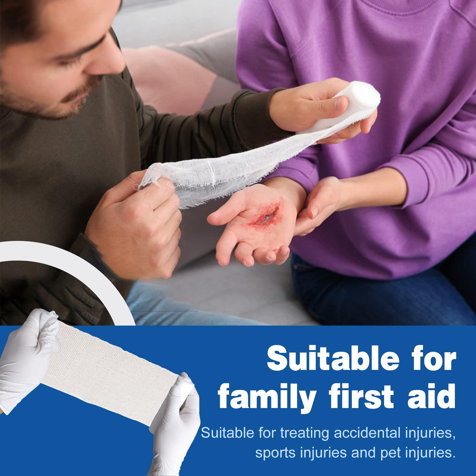 AZEN AZEN 30 Pack Gauze Rolls Bandages, 4 in x 4.1 Yards, Premium Medical Supplies & First Aid Supplies, Bandage Wrap Vet Wrap, Mummy Wraps