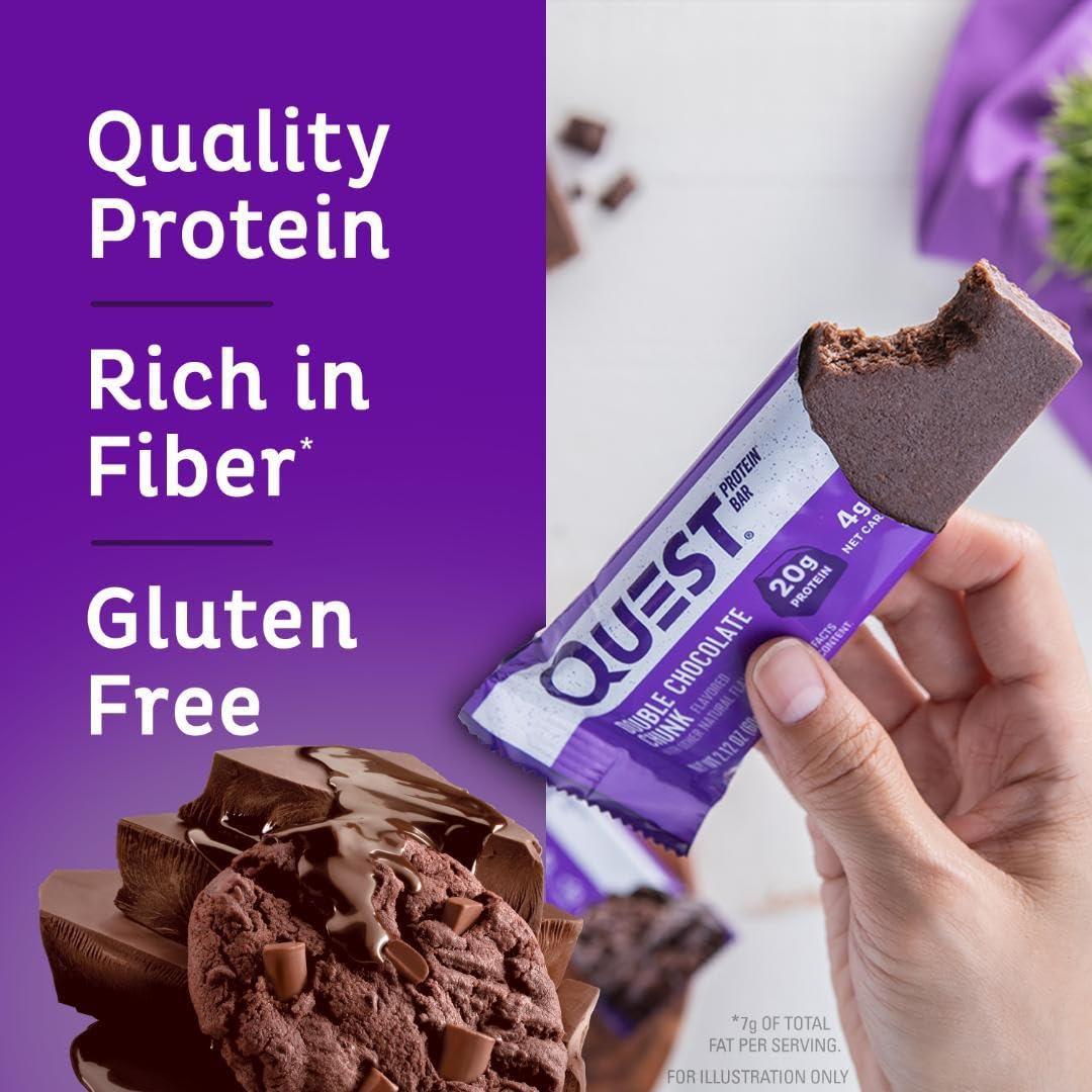 Quest Nutrition Quest Double Chocolate Protein Bars 12 Count and Mini Cookie Dough Bars 14 Count Bundle