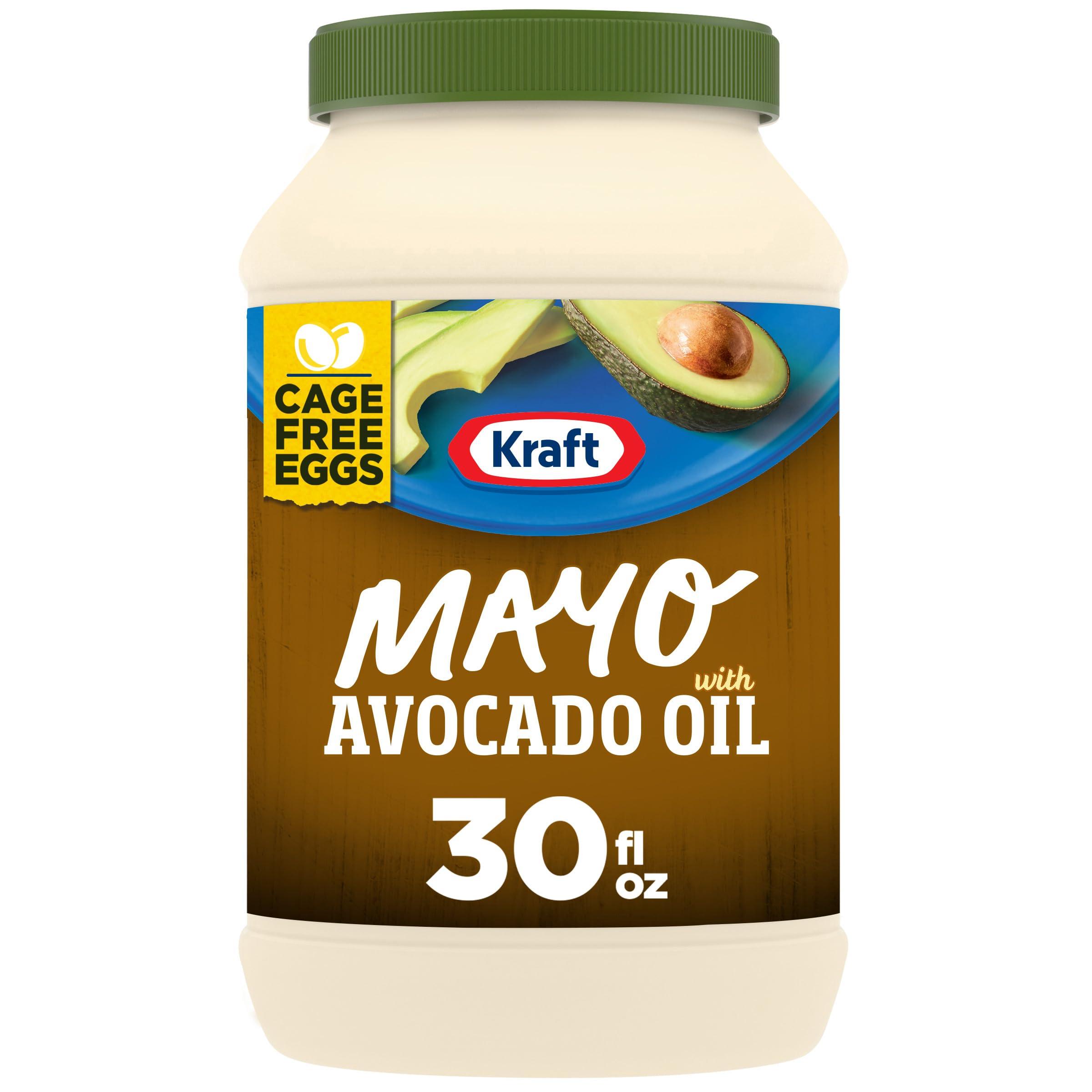 Kraft Kraft Mayo with Avocado Oil Reduced Fat Mayonnaise - Classic Creamy Condiment for Sandwiches and Salads, Made with Cage-Free Eggs, For a Keto and Low Carb Lifestyle, 30 fl oz Jar