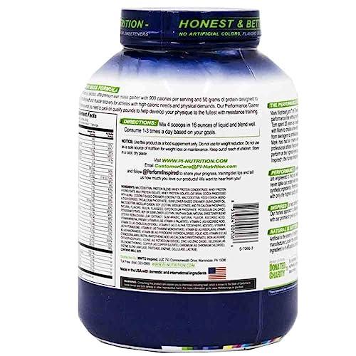 PERFORMANCE INSPIRED Performance Inspired Nutrition Smart Mass Gainer - Recover & Rebuild Muscles - Contains Added L-Glutamine – Big 50G Protein - Creatine - Fiber - Digestive Enzymes - Chocolate Milkshake - 6 Pounds