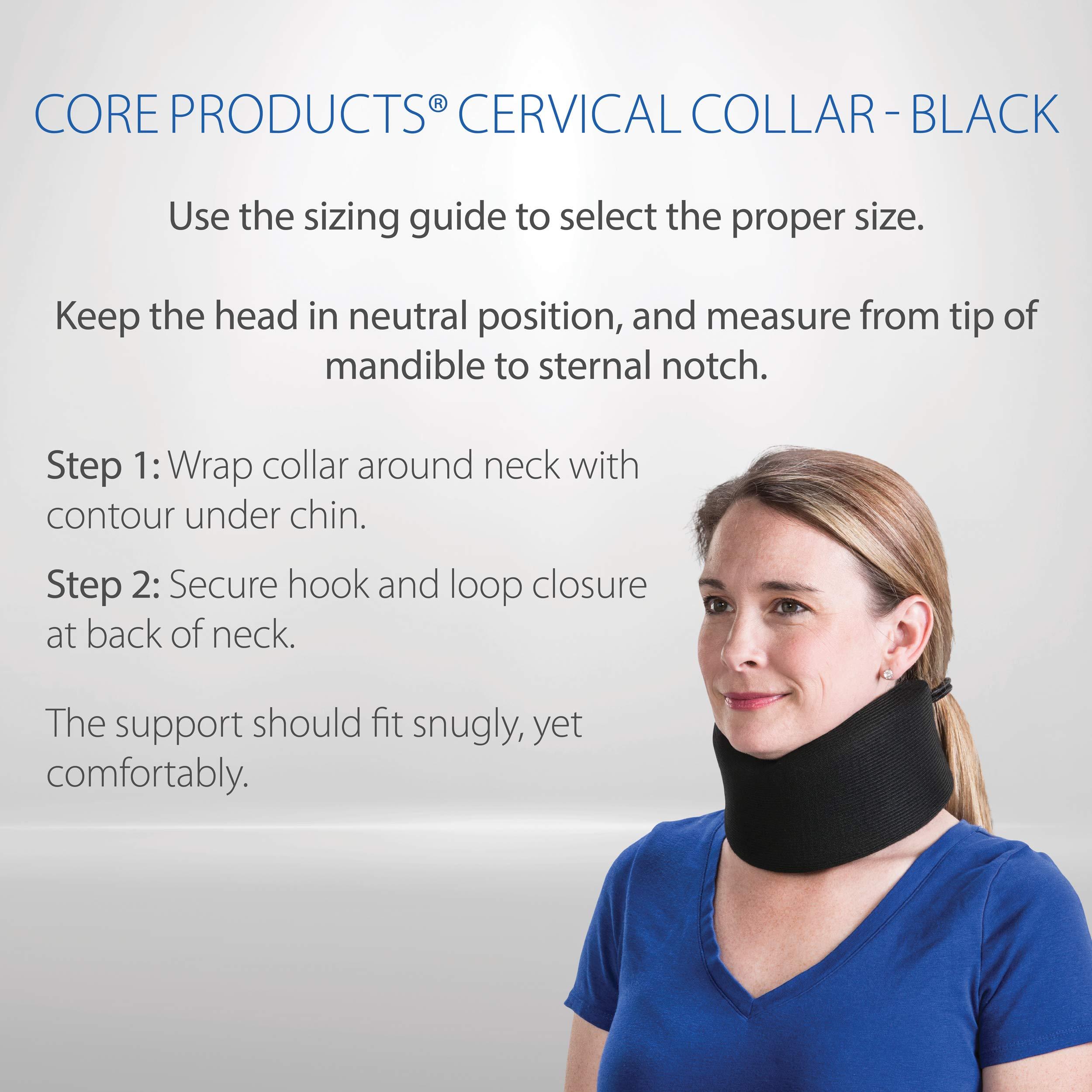 Core Products Core Products Soft Foam Cervical Collar Neck Support Brace, Helps Stabilize Vertebrae & Relieve Spinal Pressure for Men & Women - Black, Small Fits (1.8-2.2 inch) Height