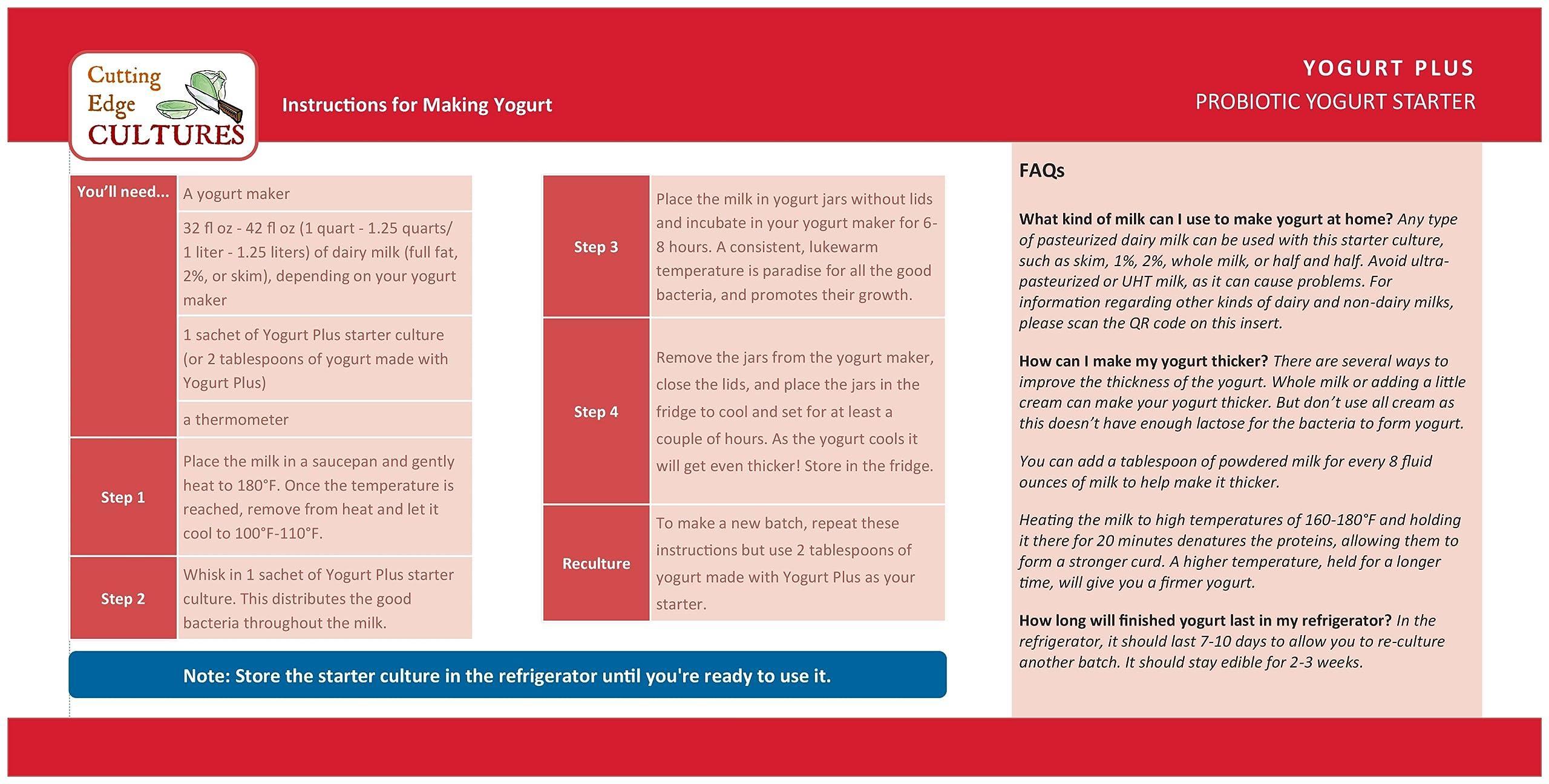 Cutting Edge Cultures Yogurt Plus Probiotic Yogurt Starter Culture By Cutting Edge Cultures 4 grams 4 Packets