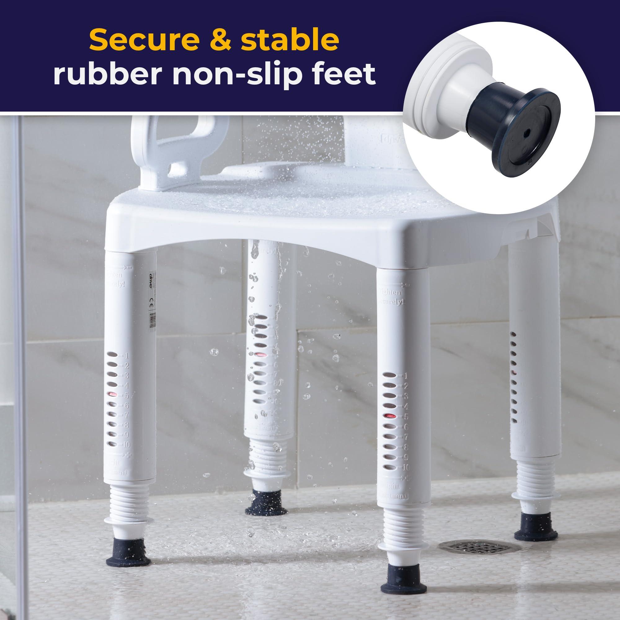 Drive Medical Drive Medical RTL12505 Handicap Bathroom Bench with Back and Arms, White