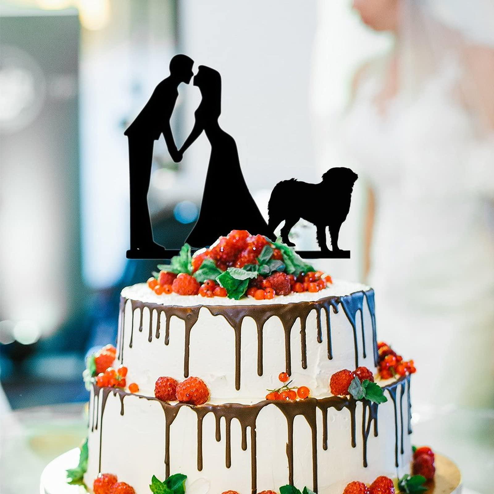 ArogGeld Couple Wedding Cake Topper Bride And Groom With Bernese Mountain Dog Cake Topper Custom Dog Pet Topper Personalized Wedding Topper Bride Cake Topper Ideal Gift for Wedding Anniversary